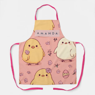 かわいいひよこ模様の名入れデザイン エプロン