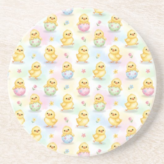 かわいいひよこ水彩イースター コースター (正面)
