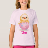 かわいいひよこ水彩イースター 名前入り Tシャツ (正面)
