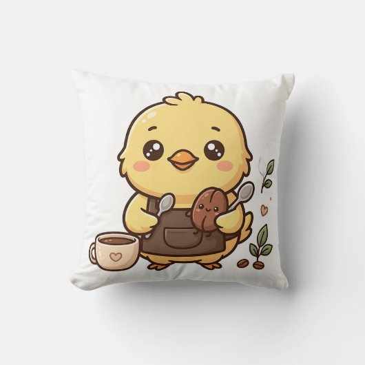 かわいいひよこ豆スプーン かわいい コーヒー 枕 (正面)