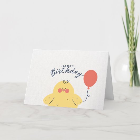 かわいいひよこ お誕生日おめでとう カード (正面)