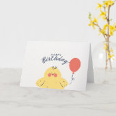 かわいいひよこ お誕生日おめでとう カード (黄色い花)