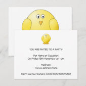 かわいいひよこ。 小さく黄色い鳥 招待状 (正面/裏面)