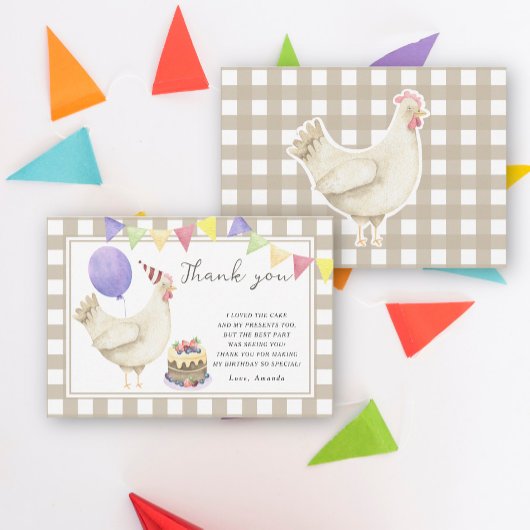 かわいいひよこ 誕生日パーティーのお礼 サンキューカード
