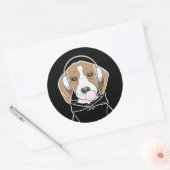 かわいいふうなビーグル犬の風船ガム ラウンドシール (封筒)