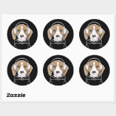 かわいいふうなビーグル犬の風船ガム ラウンドシール (シート)