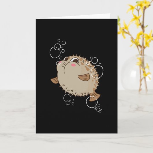 かわいいふぐ カード (黄色い花)