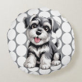 かわいいふわふわの子犬 ラウンドクッション (裏面)