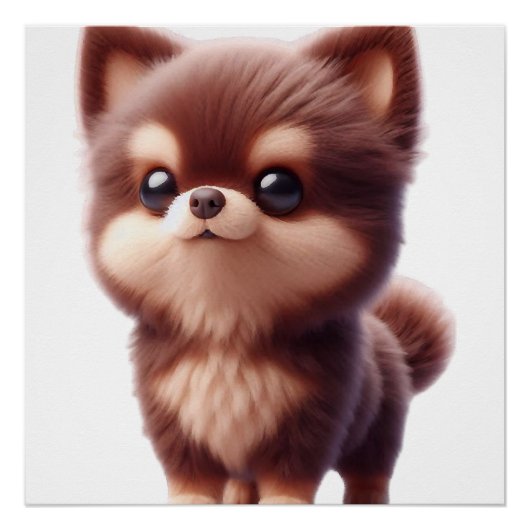 かわいいふわふわの子犬 � 愛らしい犬のデザイン ポスター (正面)