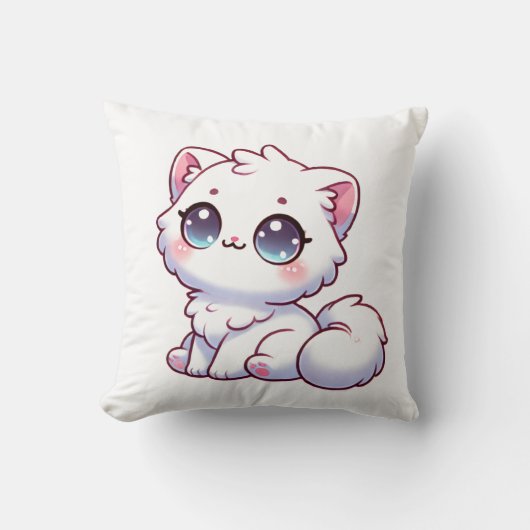 かわいいふわふわの子猫のスロー枕 クッション (正面)