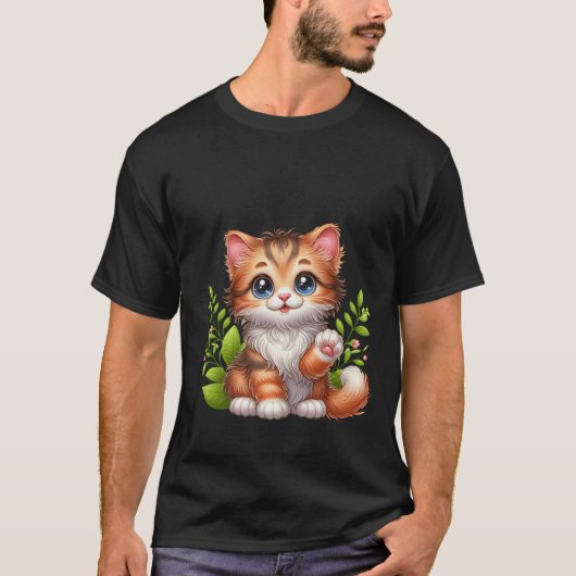 かわいいふわふわの茶トラ猫が挨拶✨🐾🌿 Tシャツ (正面)
