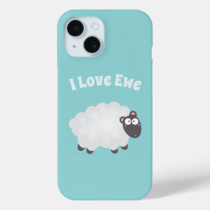 かわいいふわふわふわしたラムのおもしろい漫画愛してる青いパン iPhone 15ケース