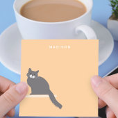 かわいいふわふわグレー猫メモ 名前入り ポストイット