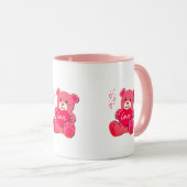 かわいいふわふわ動物ピンク マグカップ (正面右)