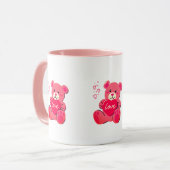 かわいいふわふわ動物ピンク マグカップ (正面左)