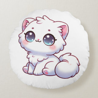 かわいいふわふわ子猫ラウンドピロー ラウンドクッション
