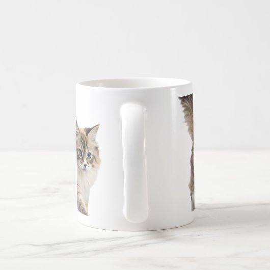 かわいいふわふわ猫のコーヒーマグ コーヒーマグカップ (ハンドル)