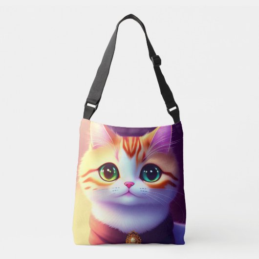 かわいいふわふわ猫 クロスボディバッグ (正面)