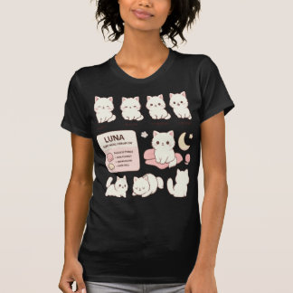 かわいいふわふわ白猫キャラクターシートアート Tシャツ