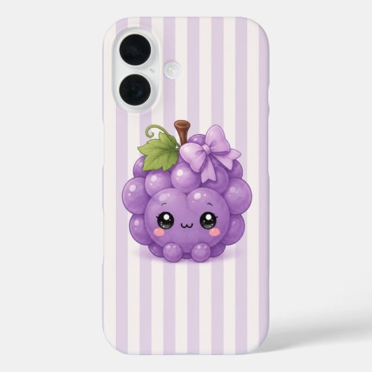 かわいいぶどうの紫ストライプスマホケース Case-Mate iPhoneケース (裏面)