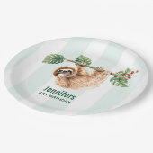 かわいいぶら下がったナマケモノの逆さ水彩誕生日 ペーパープレート (アングル)