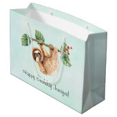 かわいいぶら下がったナマケモノの逆さ水彩誕生日 ラージペーパーバッグ (裏面アングル)