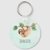 かわいいぶら下がったナマケモノの逆さ水色 キーホルダー (裏面)