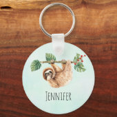 かわいいぶら下がったナマケモノの逆さ水色 キーホルダー (正面)