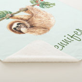 かわいいぶら下がったナマケモノの逆さ水色 シェルパブランケット (3/4)