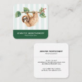 かわいいぶら下がったナマケモノの逆さ水色 スクエア名刺 (正面/裏面)