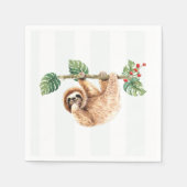 かわいいぶら下がったナマケモノの逆さ水色 スタンダードカクテルナプキン (正面)