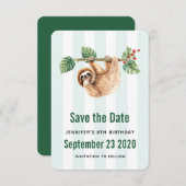 かわいいぶら下がったナマケモノの逆さ水色 セーブザデート (正面/裏面)