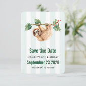 かわいいぶら下がったナマケモノの逆さ水色 セーブザデート (スタンド正面)