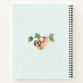 かわいいぶら下がったナマケモノの逆さ水色 ノートブック (裏面)