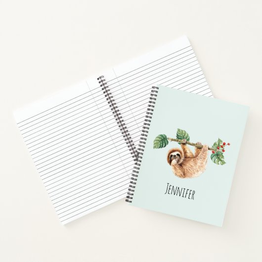 かわいいぶら下がったナマケモノの逆さ水色 ノートブック (内部)