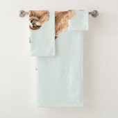 かわいいぶら下がったナマケモノの逆さ水色 バスタオルセット (インサイチュ)
