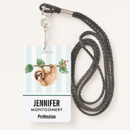 かわいいぶら下がったナマケモノの逆さ水色 バッジ