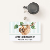 かわいいぶら下がったナマケモノの逆さ水色 バッジ (正面リトラクタブル付き)