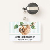 かわいいぶら下がったナマケモノの逆さ水色 バッジ (裏面リトラクタブル付き)