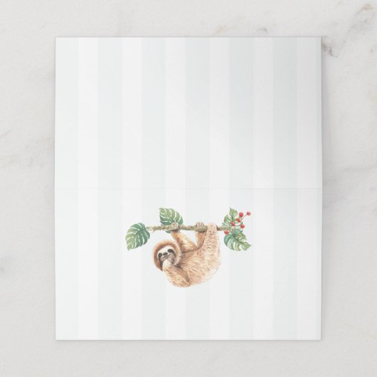 かわいいぶら下がったナマケモノの逆さ水色 プレイスカード (外部開封)