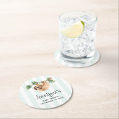 かわいいぶら下がったナマケモノの逆さ水色 ラウンドペーパーコースター (インサイチュ)