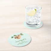 かわいいぶら下がったナマケモノの逆さ水色 ラウンドペーパーコースター (インサイチュ)