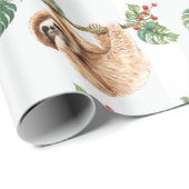 かわいいぶら下がったナマケモノの逆さ水色 ラッピングペーパー (ロールコーナー)