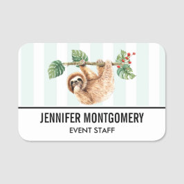 かわいいぶら下がったナマケモノの逆さ水色 名札