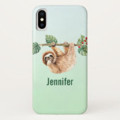 かわいいぶら下がったナマケモノの逆さ水色 Case-Mate iPhoneケース (裏面)