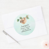 かわいいぶら下がったナマケモノ逆さ水彩事業 ラウンドシール (封筒)