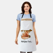 かわいいぶら下がったナマケモノ |写真と文字の追加 エプロン (着用した状態)