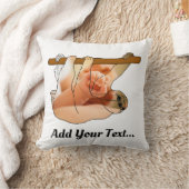 かわいいぶら下がったナマケモノ |写真と文字の追加 クッション (ブランケット)