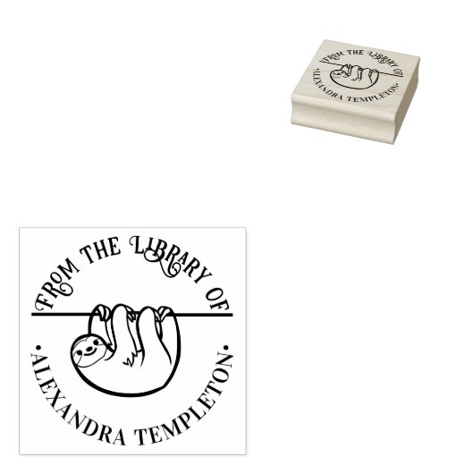 かわいいぶら下がりスロー 「この本は〇〇の本棚から」 本の名前 ラバースタンプ (押印)