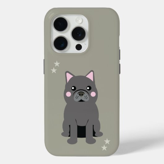 かわいいほっぺのグレー フレンチブルドッグ Case-Mate iPhoneケース (裏面)